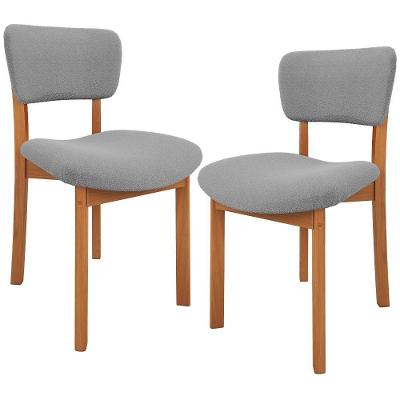 Kit 02 Cadeiras Para Sala De Jantar Cozinha Living Estofada Dara L02 Bouclê Cinza - Lyam Decor