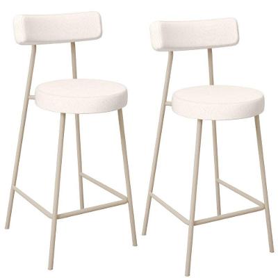 Kit 02 Banquetas Baixa Cozinha Sala Jantar Bancada Milão Arena L02 Linho Cru - Lyam Decor