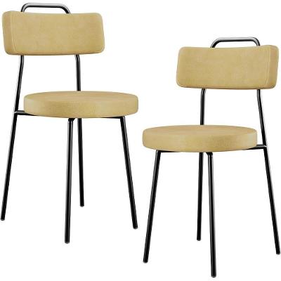 Kit 02 Cadeiras Decorativas Estofada Sala De Jantar Barcelona L02 Couríssimo Casco Fendi - Lyam Decor