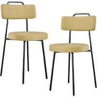 Kit 02 Cadeiras Decorativas Estofada Sala De Jantar Barcelona L02 Couríssimo Casco Fendi - Lyam Decor - 1