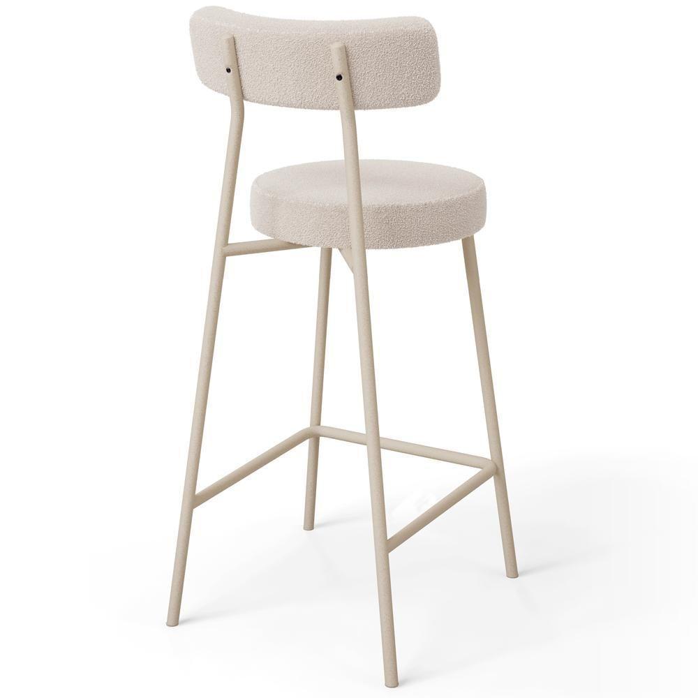 Kit 04 Banquetas Baixa Cozinha Sala Jantar Bancada Milão Arena L02 Bouclê Creme - Lyam Decor - 7