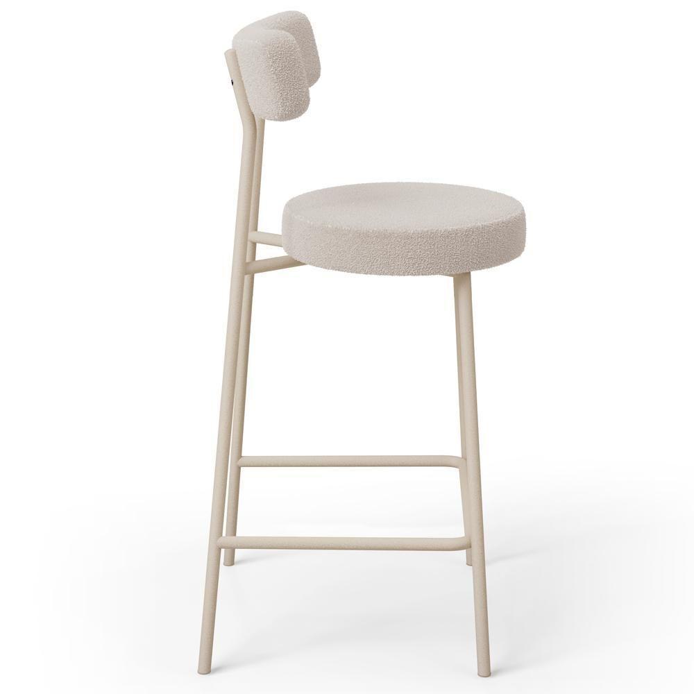 Kit 04 Banquetas Baixa Cozinha Sala Jantar Bancada Milão Arena L02 Bouclê Creme - Lyam Decor - 8