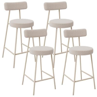 Kit 04 Banquetas Baixa Cozinha Sala Jantar Bancada Milão Arena L02 Bouclê Creme - Lyam Decor