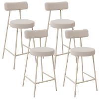 Kit 04 Banquetas Baixa Cozinha Sala Jantar Bancada Milão Arena L02 Bouclê Creme - Lyam Decor - 1