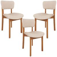 Kit 03 Cadeiras Para Sala De Jantar Cozinha Living Estofada Dara L02 Linho Bege - Lyam Decor - 1