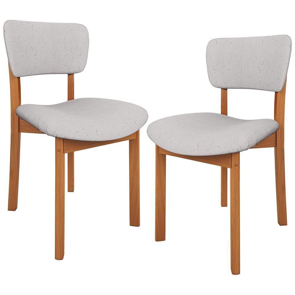 Kit 02 Cadeiras Para Sala De Jantar Cozinha Living Estofada Dara L02 Linho Cinza - Lyam Decor - 1