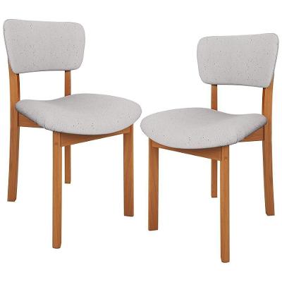 Kit 02 Cadeiras Para Sala De Jantar Cozinha Living Estofada Dara L02 Linho Cinza - Lyam Decor