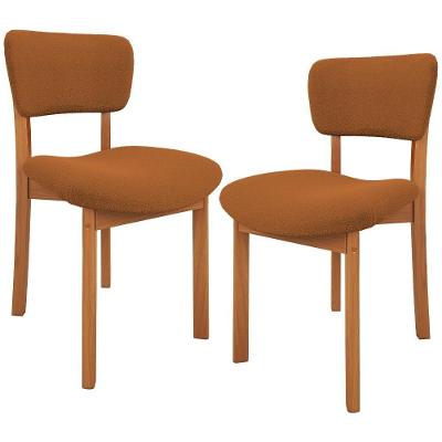 Kit 02 Cadeiras Para Sala De Jantar Cozinha Living Estofada Dara L02 Bouclê Terracota - Lyam Decor