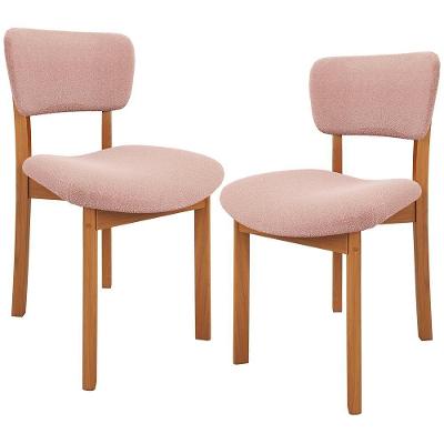 Kit 02 Cadeiras Para Sala De Jantar Cozinha Living Estofada Dara L02 Bouclê Rosê - Lyam Decor