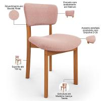 Kit 02 Cadeiras Para Sala De Jantar Cozinha Living Estofada Dara L02 Bouclê Rosê - Lyam Decor