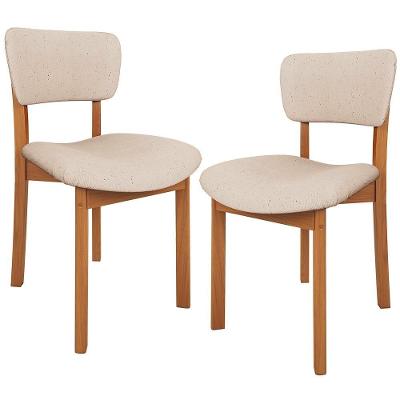 Kit 02 Cadeiras Para Sala De Jantar Cozinha Living Estofada Dara L02 Linho Bege - Lyam Decor