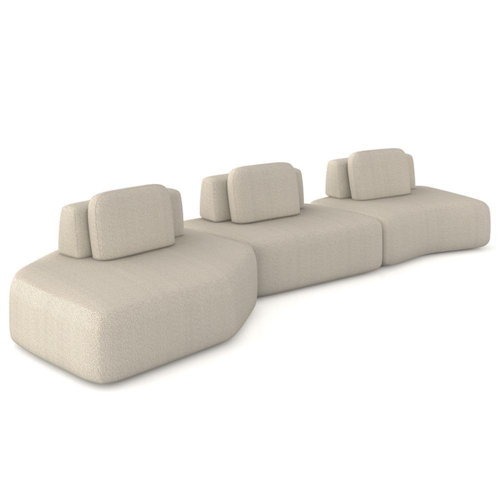 Sofá Ilha Modular Para Sala Living Orgânico 480cm Angra K01 Bouclê Bege - Lyam Decor - 3