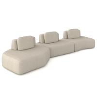 Sofá Ilha Modular Para Sala Living Orgânico 480cm Angra K01 Bouclê Bege - Lyam Decor - 3