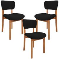 Kit 03 Cadeiras Para Sala De Jantar Cozinha Living Estofada Dara L02 Bouclê Preto - Lyam Decor - 1