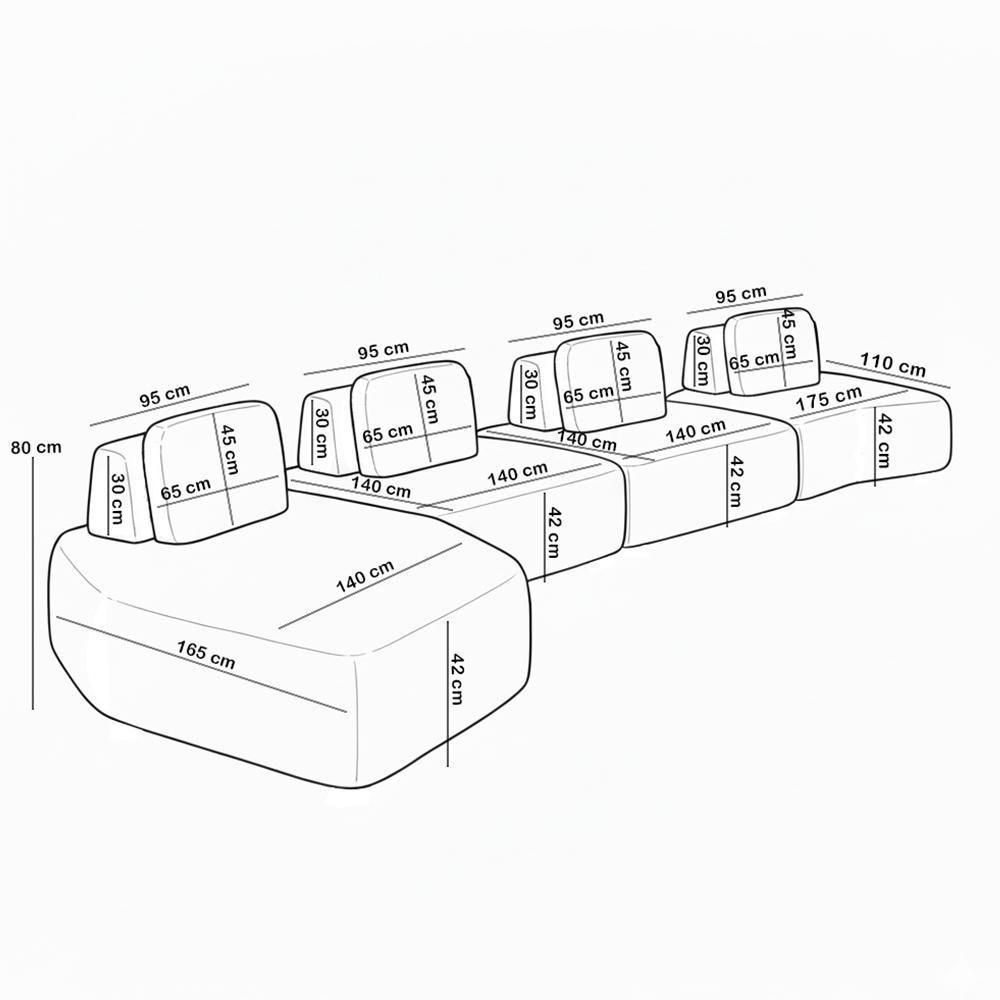 Sofá Ilha Modular Para Sala Living Orgânico 620cm Angra K01 Linho Champanhe - Lyam Decor - 5
