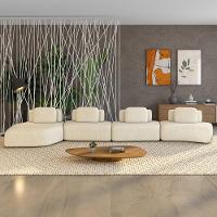 Sofá Ilha Modular Para Sala Living Orgânico 620cm Angra K01 Linho Champanhe - Lyam Decor - 2