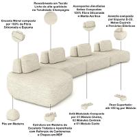 Sofá Ilha Modular Para Sala Living Orgânico 620cm Angra K01 Linho Champanhe - Lyam Decor