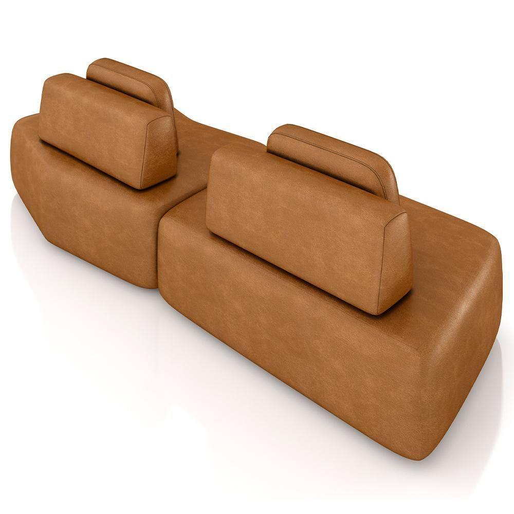 Sofá Ilha Modular Para Sala Living Orgânico 315cm Angra K01 Couríssimo Camel - Lyam Decor - 8