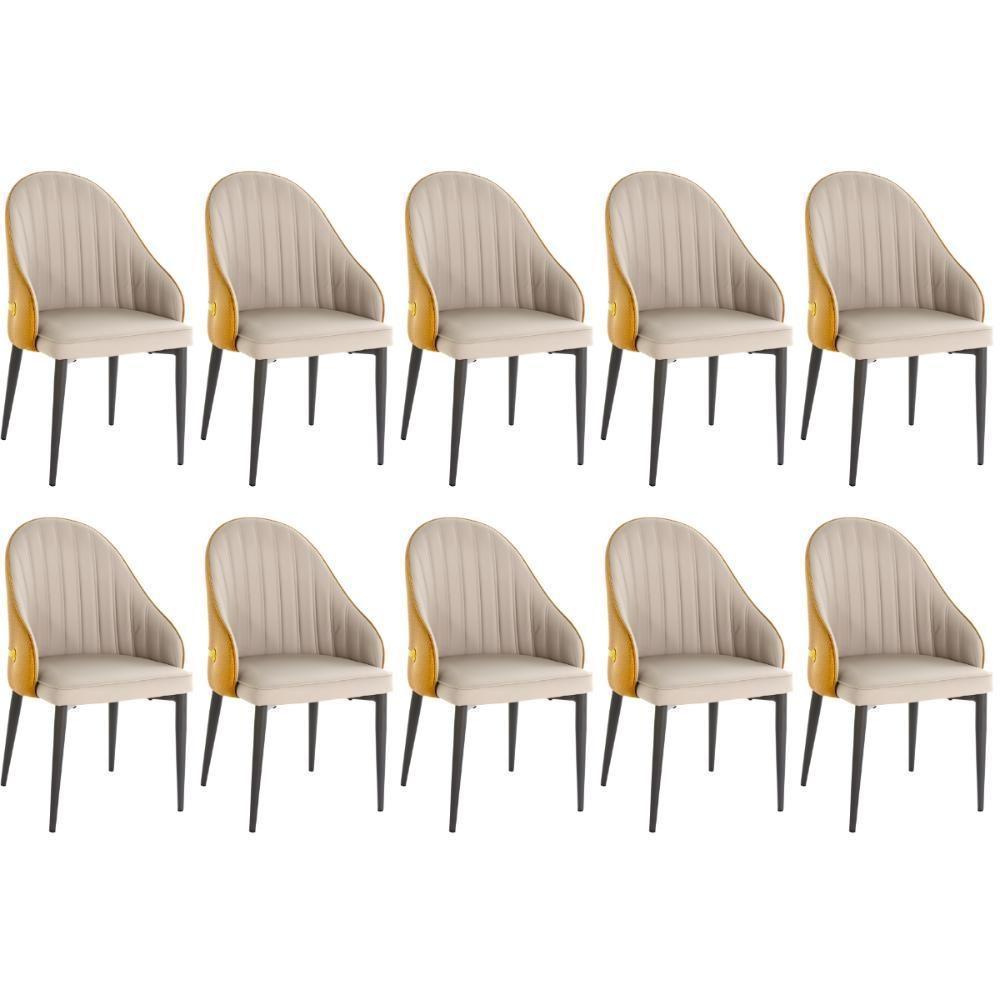 Kit 10 Cadeiras De Jantar Estofada Design La Martina - Bege - 1