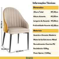 Kit 10 Cadeiras De Jantar Estofada Design La Martina - Bege - 3