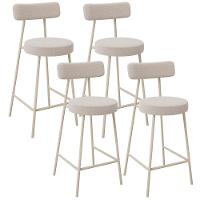 Kit 04 Banquetas Baixa Cozinha Sala Jantar Bancada Milão Arena L02 Bouclê Bege - Lyam Decor - 1