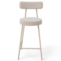 Kit 04 Banquetas Baixa Cozinha Sala Jantar Bancada Milão Arena L02 Bouclê Bege - Lyam Decor - 3