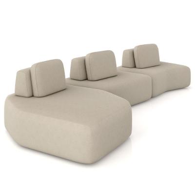 Sofá Ilha Modular Para Sala Living Orgânico 480cm Angra K01 Veludo Bege - Lyam Decor