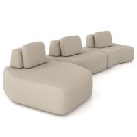 Sofá Ilha Modular Para Sala Living Orgânico 480cm Angra K01 Veludo Bege - Lyam Decor - 1