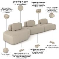 Sofá Ilha Modular Para Sala Living Orgânico 480cm Angra K01 Veludo Bege - Lyam Decor