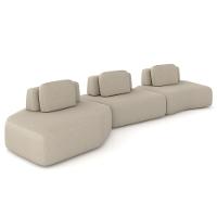 Sofá Ilha Modular Para Sala Living Orgânico 480cm Angra K01 Veludo Bege - Lyam Decor - 6