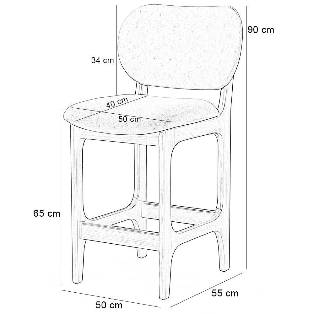 Kit 02 Banquetas Baixa Bar Cozinha E Sala De Jantar Fixa Betta L02 Imbuia Bouclê Bege - Lyam Decor - 5