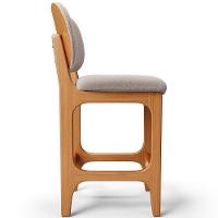 Kit 02 Banquetas Baixa Bar Cozinha E Sala De Jantar Fixa Betta L02 Imbuia Bouclê Bege - Lyam Decor - 6