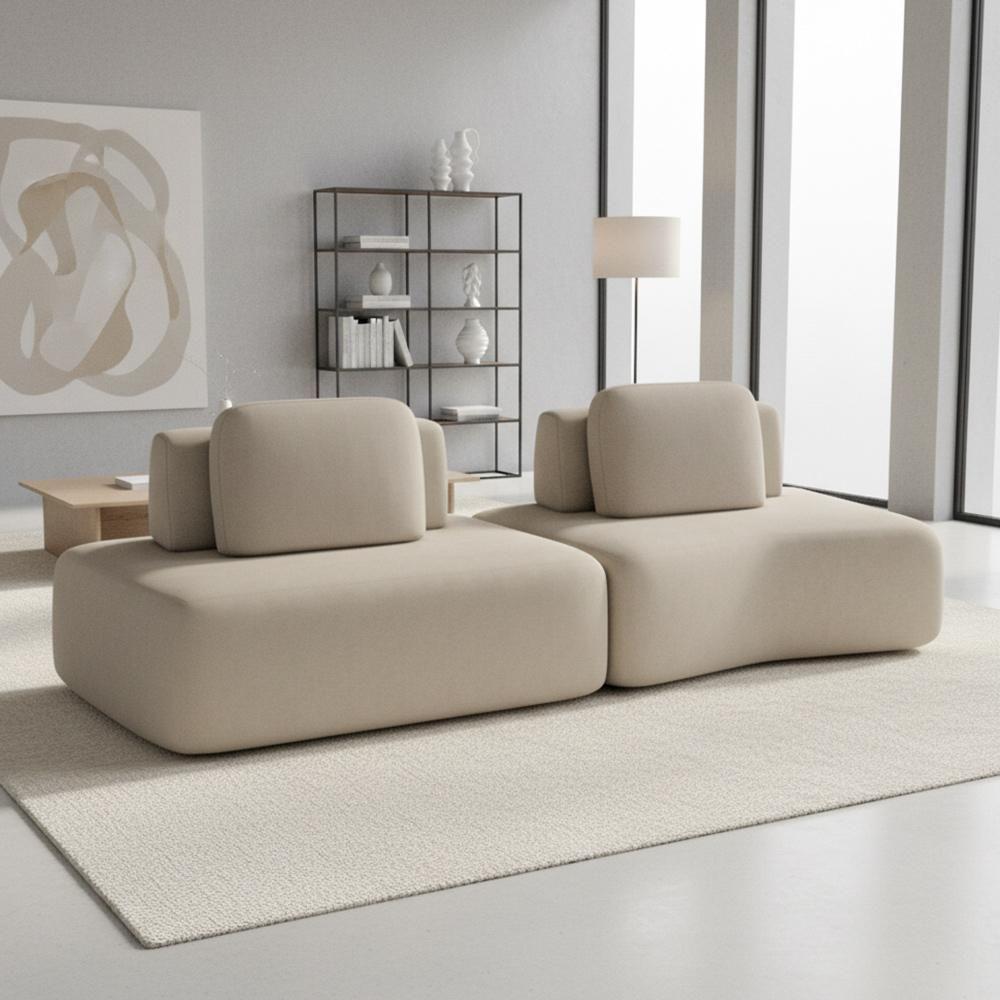 Sofá Ilha Modular Para Sala Living Orgânico 315cm Angra K01 Veludo Bege - Lyam Decor - 2