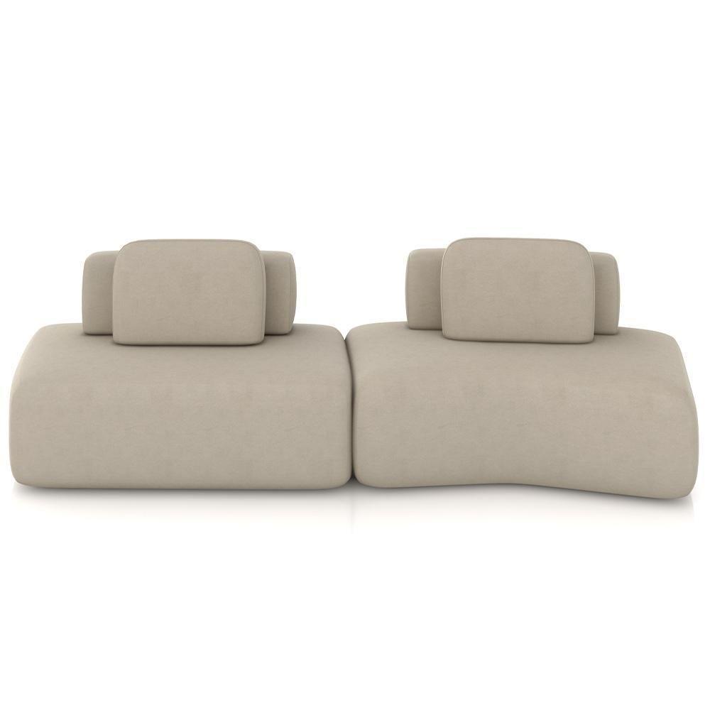 Sofá Ilha Modular Para Sala Living Orgânico 315cm Angra K01 Veludo Bege - Lyam Decor - 3