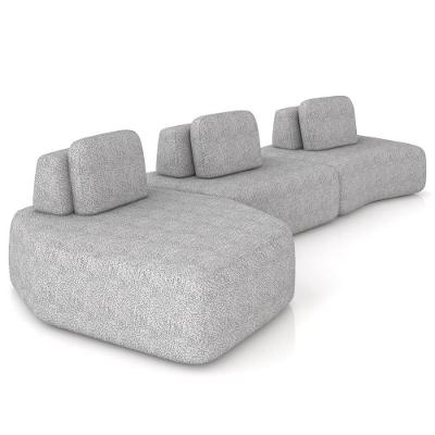 Sofá Ilha Modular Para Sala Living Orgânico 480cm Angra K01 Bouclê Cinza - Lyam Decor