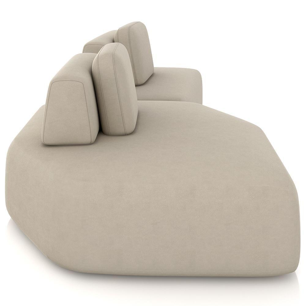 Sofá Ilha Modular Para Sala Living Orgânico 305cm Angra K01 Veludo Bege - Lyam Decor - 7