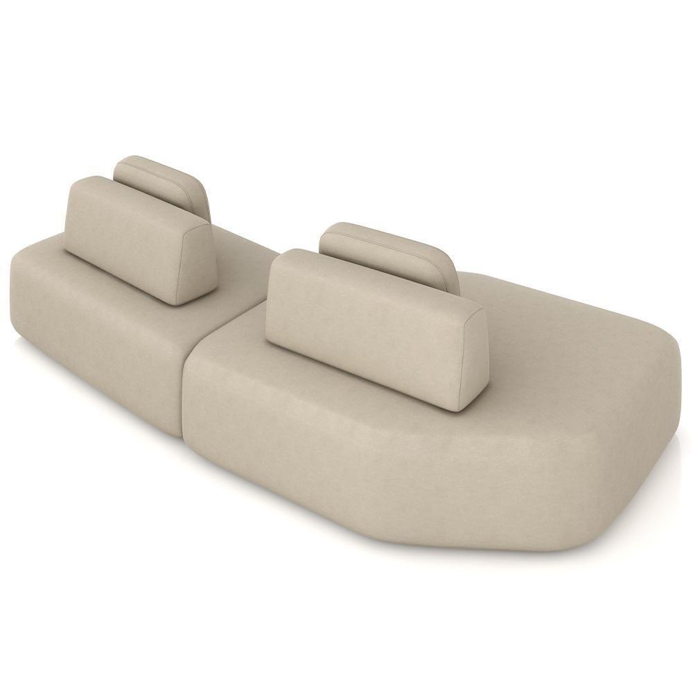 Sofá Ilha Modular Para Sala Living Orgânico 305cm Angra K01 Veludo Bege - Lyam Decor - 8