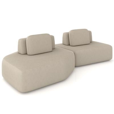 Sofá Ilha Modular Para Sala Living Orgânico 305cm Angra K01 Veludo Bege - Lyam Decor