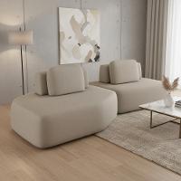 Sofá Ilha Modular Para Sala Living Orgânico 305cm Angra K01 Veludo Bege - Lyam Decor - 2