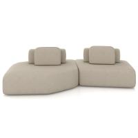 Sofá Ilha Modular Para Sala Living Orgânico 305cm Angra K01 Veludo Bege - Lyam Decor - 3