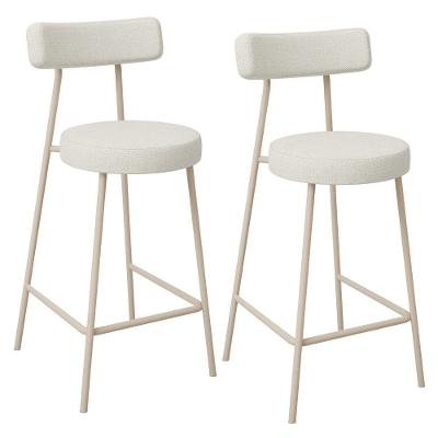 Kit 02 Banquetas Baixa Cozinha Sala Jantar Bancada Milão Arena L02 Linho Champagne - Lyam Decor