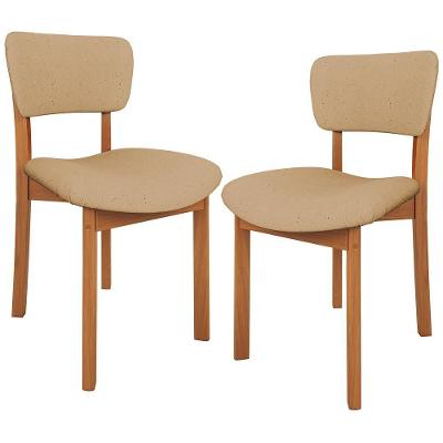 Kit 02 Cadeiras Para Sala De Jantar Cozinha Living Estofada Dara L02 Linho Bege Escuro - Lyam Decor