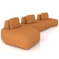 Sofá Ilha Modular Para Sala Living Orgânico 480cm Angra K01 Bouclê Terracota - Lyam Decor - 1