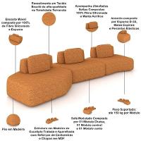 Sofá Ilha Modular Para Sala Living Orgânico 480cm Angra K01 Bouclê Terracota - Lyam Decor