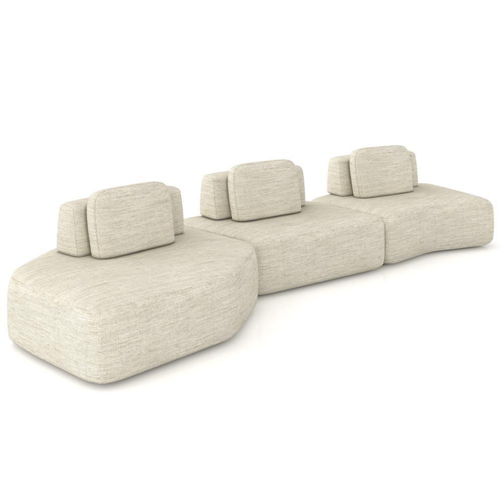 Sofá Ilha Modular Para Sala Living Orgânico 480cm Angra K01 Linho Champanhe - Lyam Decor - 6