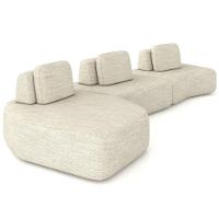 Sofá Ilha Modular Para Sala Living Orgânico 480cm Angra K01 Linho Champanhe - Lyam Decor - 1