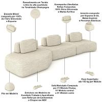 Sofá Ilha Modular Para Sala Living Orgânico 480cm Angra K01 Linho Champanhe - Lyam Decor
