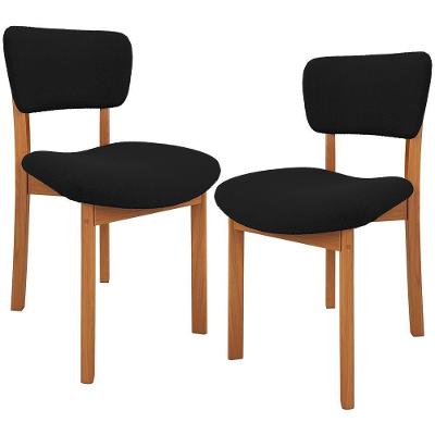 Kit 02 Cadeiras Para Sala De Jantar Cozinha Living Estofada Dara L02 Bouclê Preto - Lyam Decor
