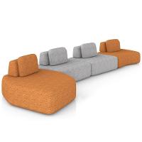 Sofá Ilha Modular Para Sala Living Orgânico 620cm Angra K01 Bouclê Terracota Cinza - Lyam Decor - 1