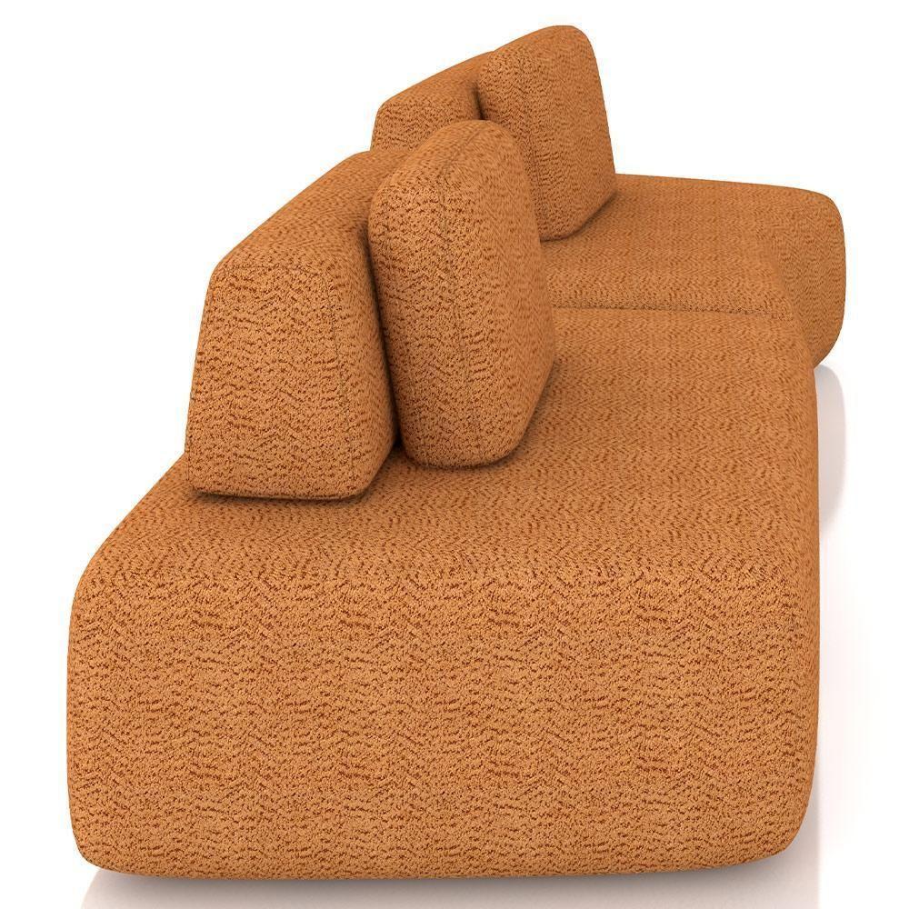 Sofá Ilha Modular Para Sala Living Orgânico 315cm Angra K01 Bouclê Terracota - Lyam Decor - 6